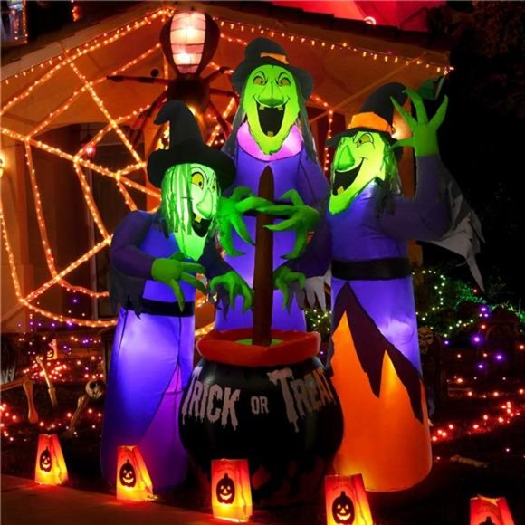 3 Witches Halloween Inflatable Outdoor Decoration | 6ft Halloween Blow Up Yard - Picture 1 of 6